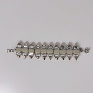 JCrew olive green rose gold spike bracelet